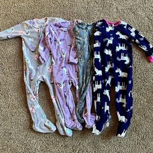 Bundle of 3t girls zipper footie pajamas